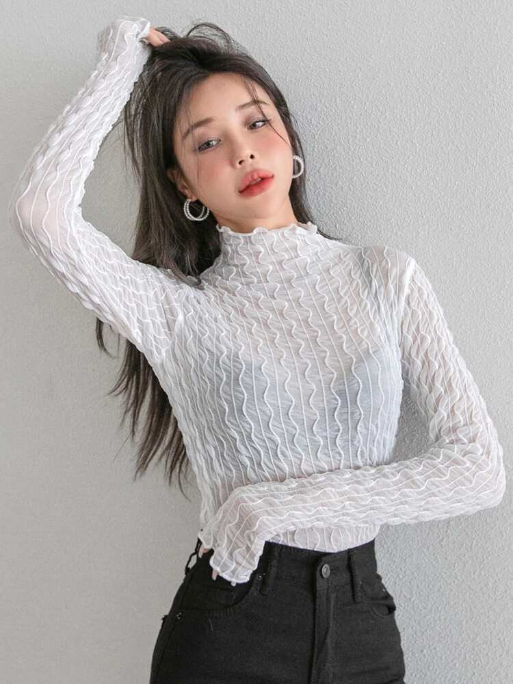 DAZY Solid Stitch Detail Skinny Top | SHEIN