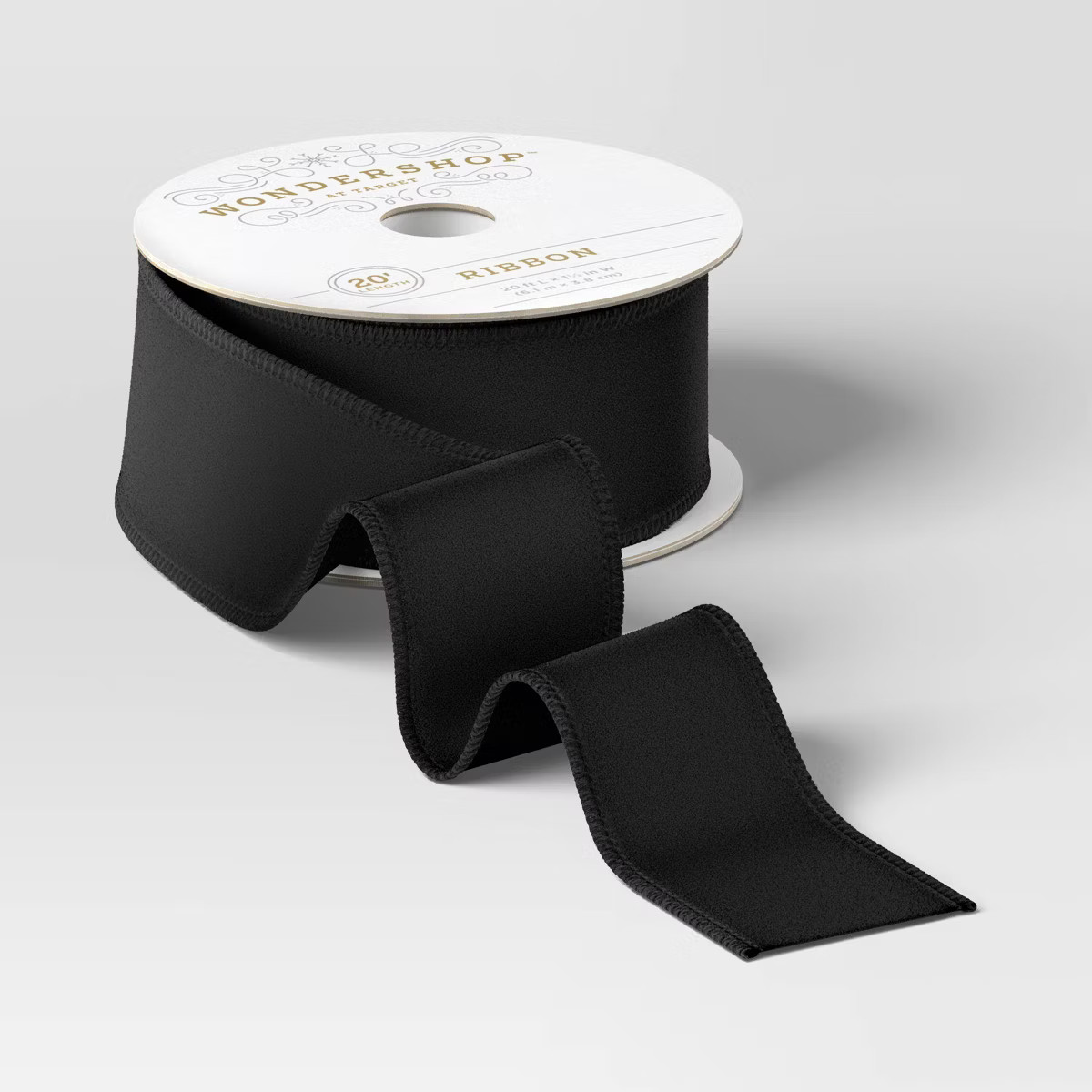1.5" Velvet Fabric Christmas Ribbon 20' Black - Wondershop™ | Target