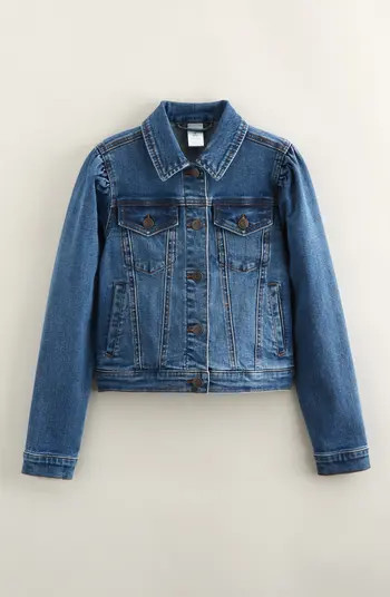 Nordstrom Kids' Puff Shoulder Denim Trucker Jacket | Nordstrom | Nordstrom