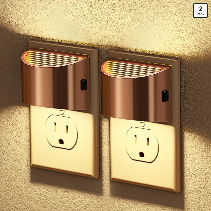 JandCase LED Night Lights Plug into Wall, 2 Pack Rose Gold Modern Night Lights, Dusk to Dawn Sens... | Amazon (US)