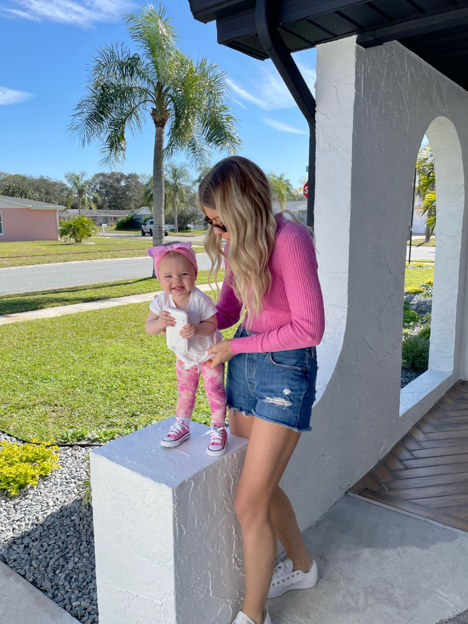 Mommy & me outfit. Spring outfit. Spring fashion. Womens pink top. Toddler t shirt. Toddler pink tie dye leggings. Toddler converse.

#LTKbaby #LTKSeasonal #LTKkids