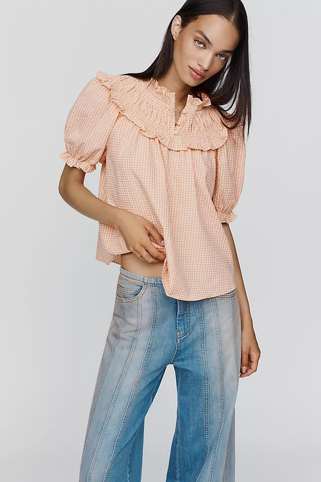 Ruffled Puff-Sleeve Blouse | Anthropologie (US)