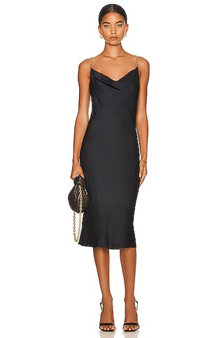 L'AGENCE Amina Cowell Neck Chain Dress in Black | FWRD 