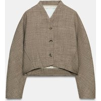 Zara - Kurzjacke Mit Wollanteil Zw Collection - Grau-Beige - L - Damen | Zara DE