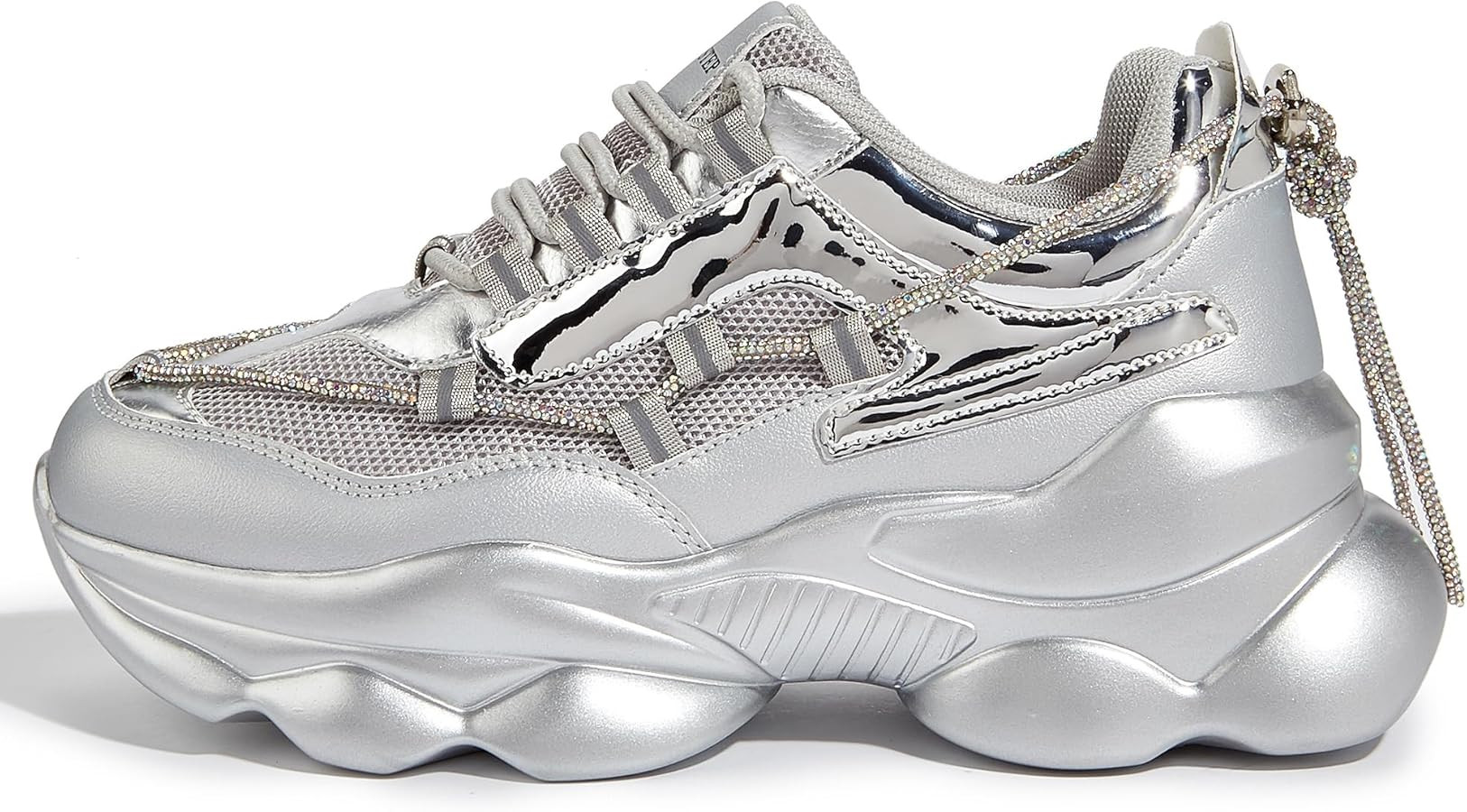 LUCKY STEP Women's 90s Chunky Sneakers Sparkly Bling Rhinestone Rope Platform Casual Thick Dad Ra... | Amazon (US)