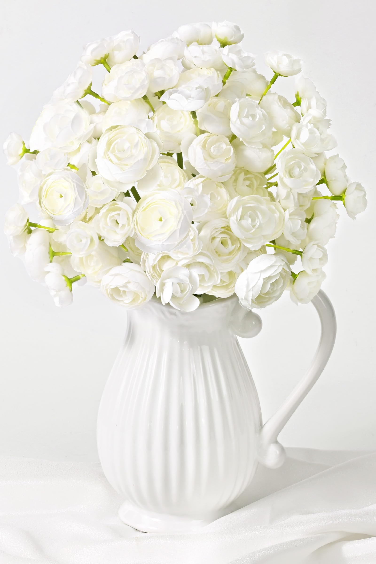 Waipfaru Ranunculus Artificial Flowers, 18Pcs 14In Fake Peonies Artificial Flowers, White Faux Fl... | Amazon (US)