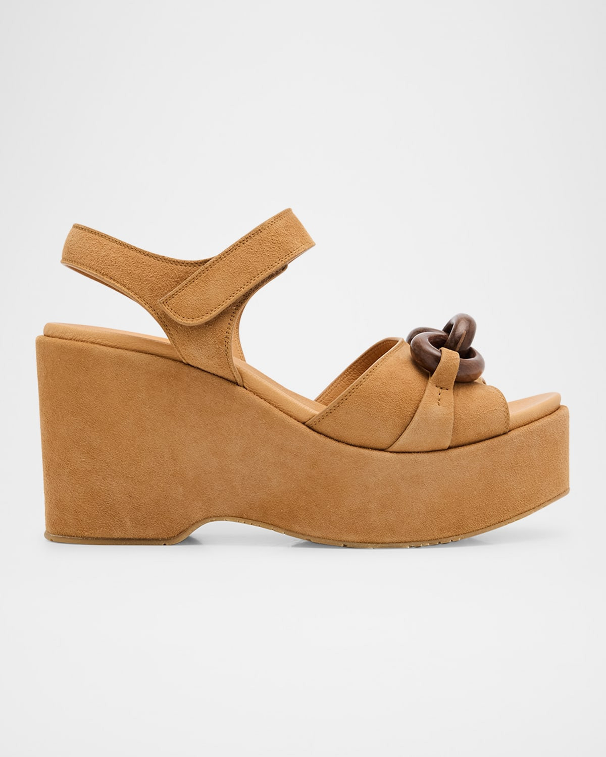 Suede Chain Platform Wedge Sandals | Neiman Marcus
