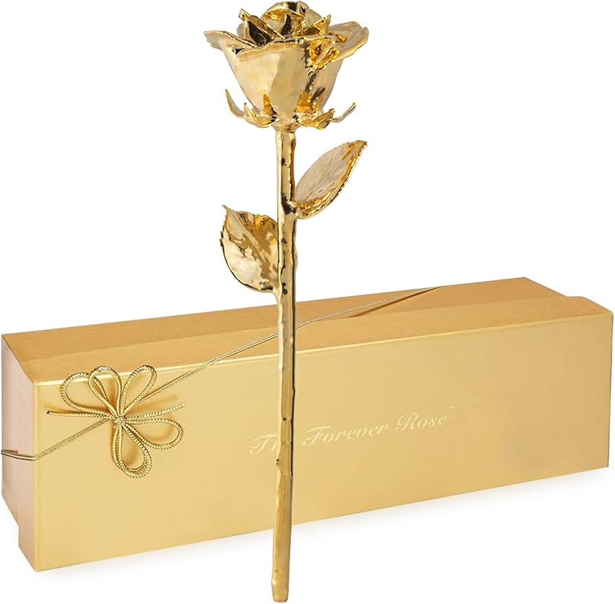 Forever Rose Real 24K Gold Rose, Genuine One of a Kind Rose Hand Dipped in 24K Gold Roses to Last... | Amazon (US)
