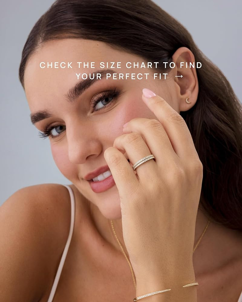 PAVOI 14K Gold Plated Solid 925 Sterling Silver CZ Simulated Diamond Stackable Ring Eternity Band... | Amazon (US)