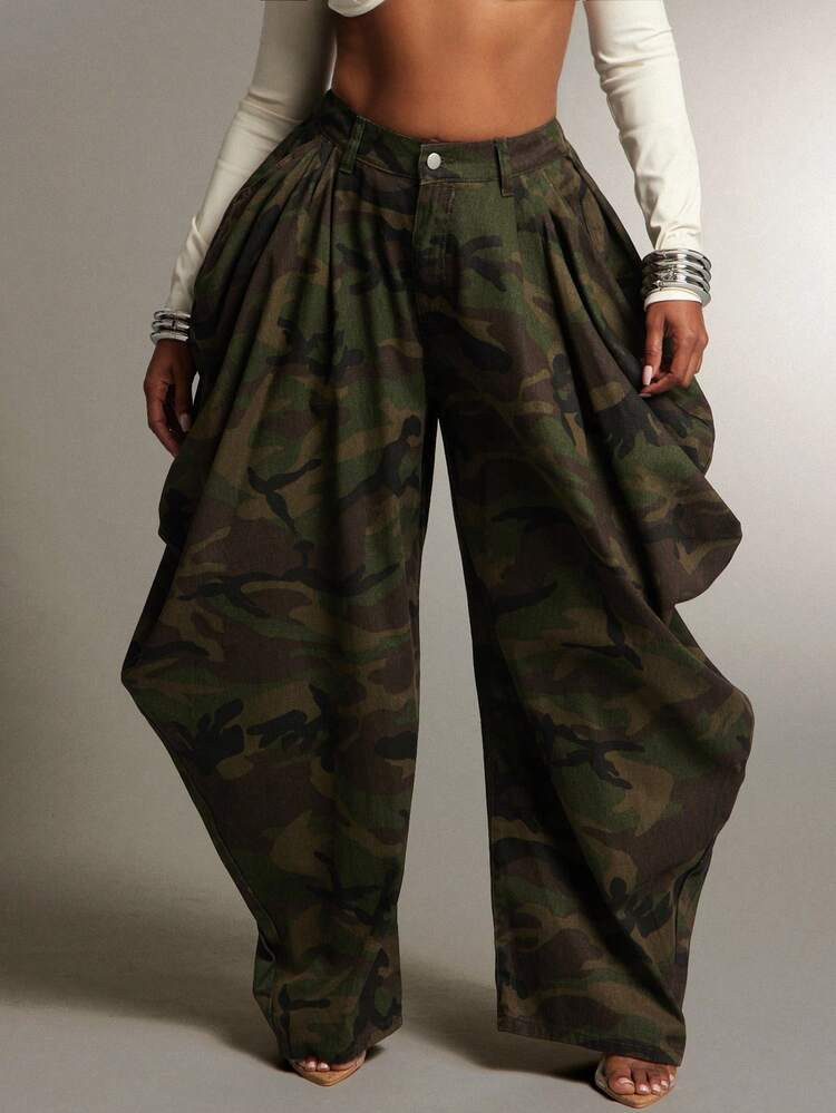 Denimoi Women's Fashion Camouflage Print Flared Leg Jeans | SHEIN