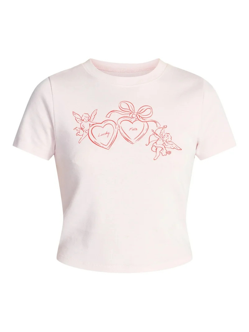 No Boundaries Cotton Crewneck Cropped Tee, Women's XXS-XXL | Walmart (US)