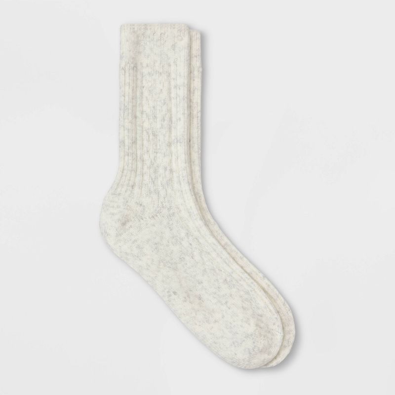 Women&#39;s Cozy Sweater Cable Crew Socks - Universal Thread&#8482; Oatmeal 4-10 | Target