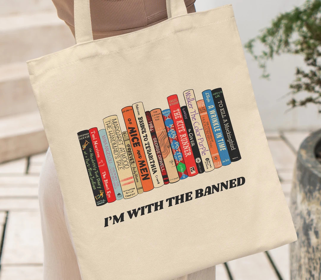 Book Tote Bag, Banned Books Tote Bag, Teacher Tote Bag, I'm With The Banned, Bookish Totebag, Rea... | Etsy (US)