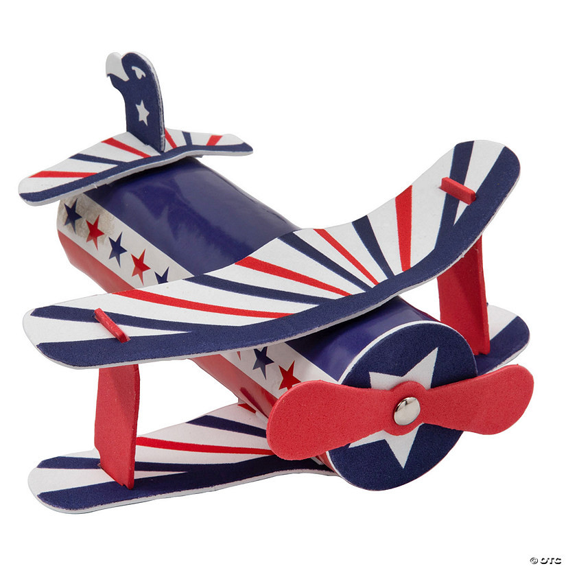 5 3/4" x 3 1/2" Patriotic Airplane Craft Tube Craft Kit - Makes 12 | Oriental Trading Company