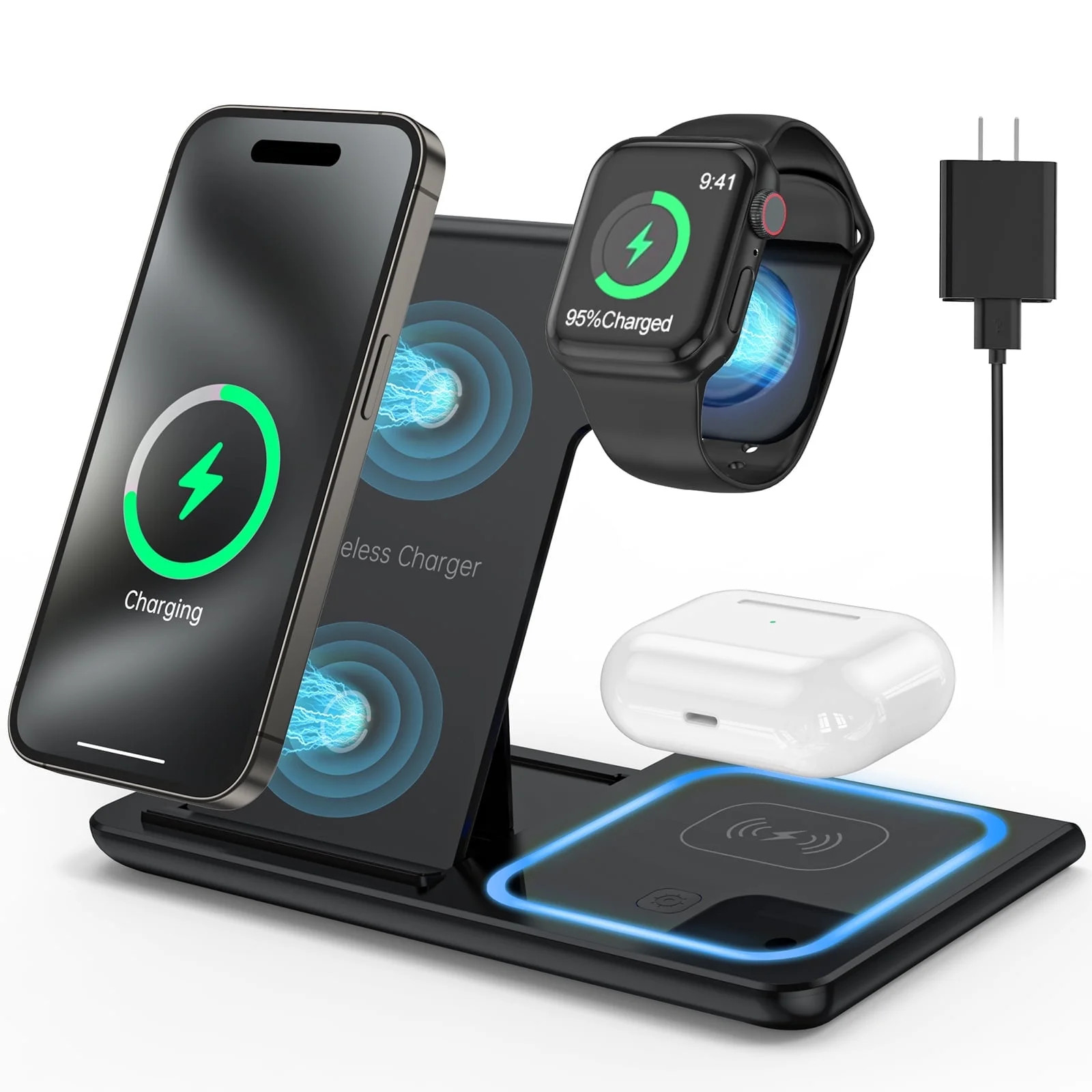 Wireless Charger, 18W Fast iPhone Charging Station for iPhone 16/15/14/13/12 /11/Pro Max/Plus, 3 ... | Walmart (US)