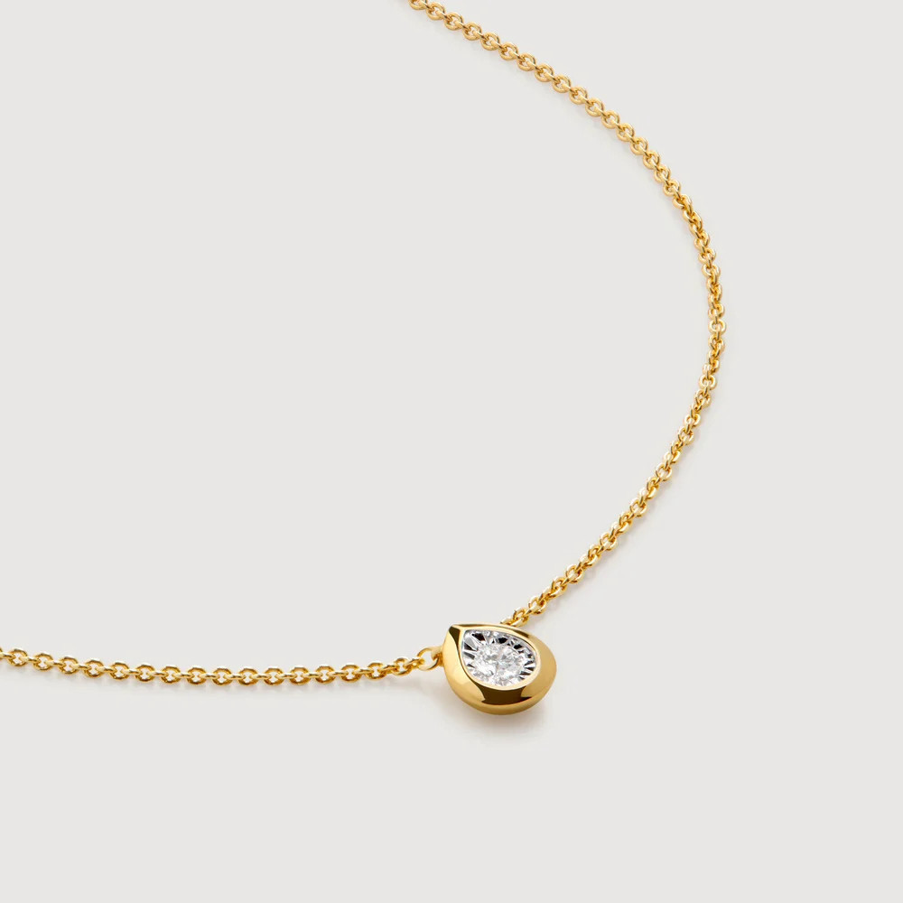 Gold Pear Diamond Chain Necklace Lab Grown Diamond | Monica Vinader (US)