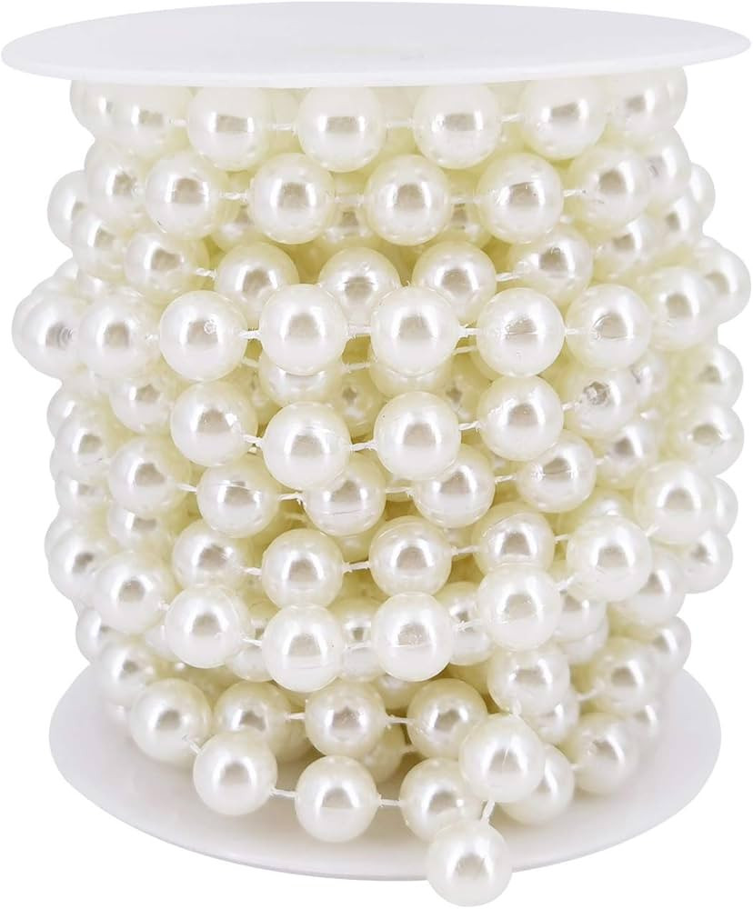 INSPIRELLE 10MM Ivory Faux Pearl Beads 6M Garland Pearl Bead Roll Strand for Wedding Party Decora... | Amazon (US)