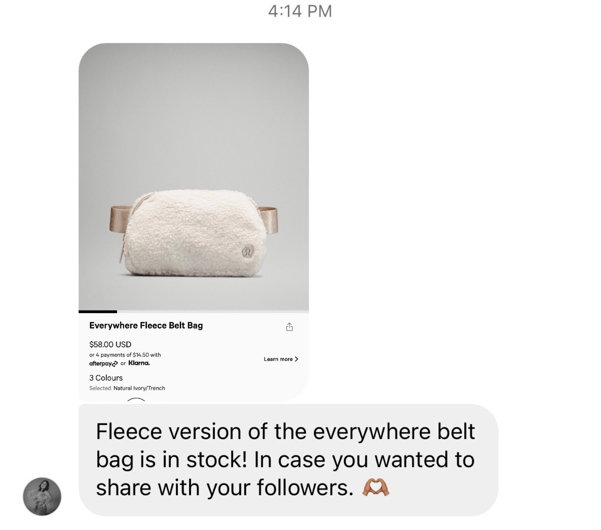 Lulu everywhere belt bag Sherpa version in stock!