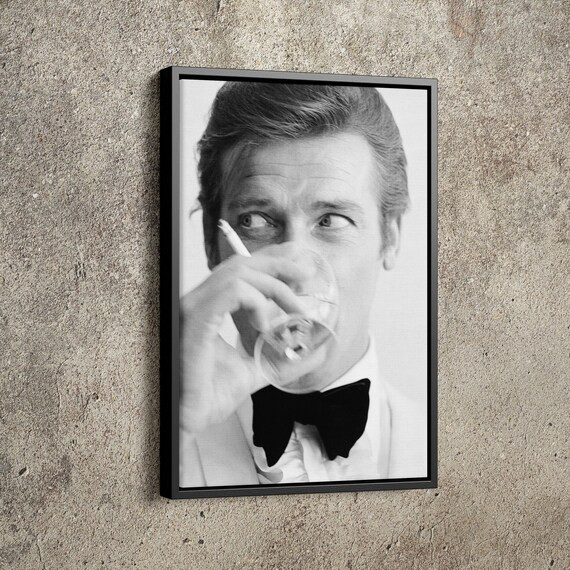 Roger Moore Poster Actor James Bond Smoking Hand Made Poster Canvas Print Wall Art Home Decor | Etsy (US)