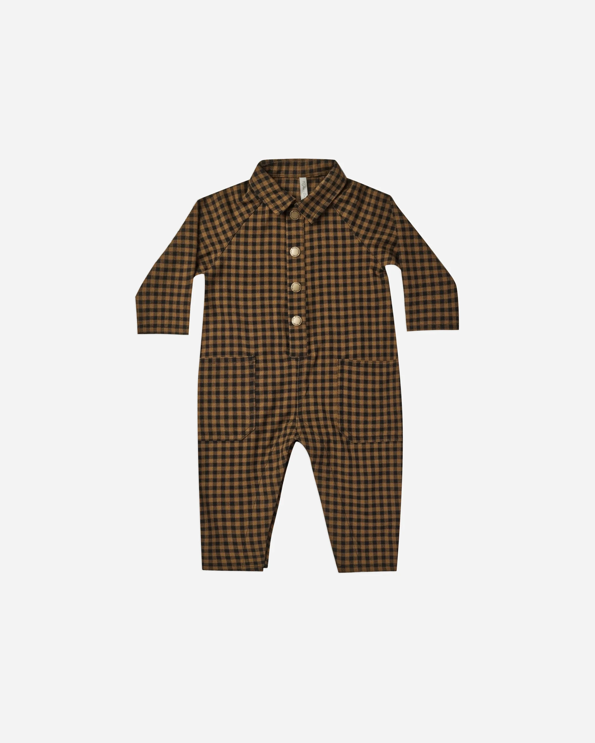 snap jumpsuit || chartreuse plaid | Rylee + Cru