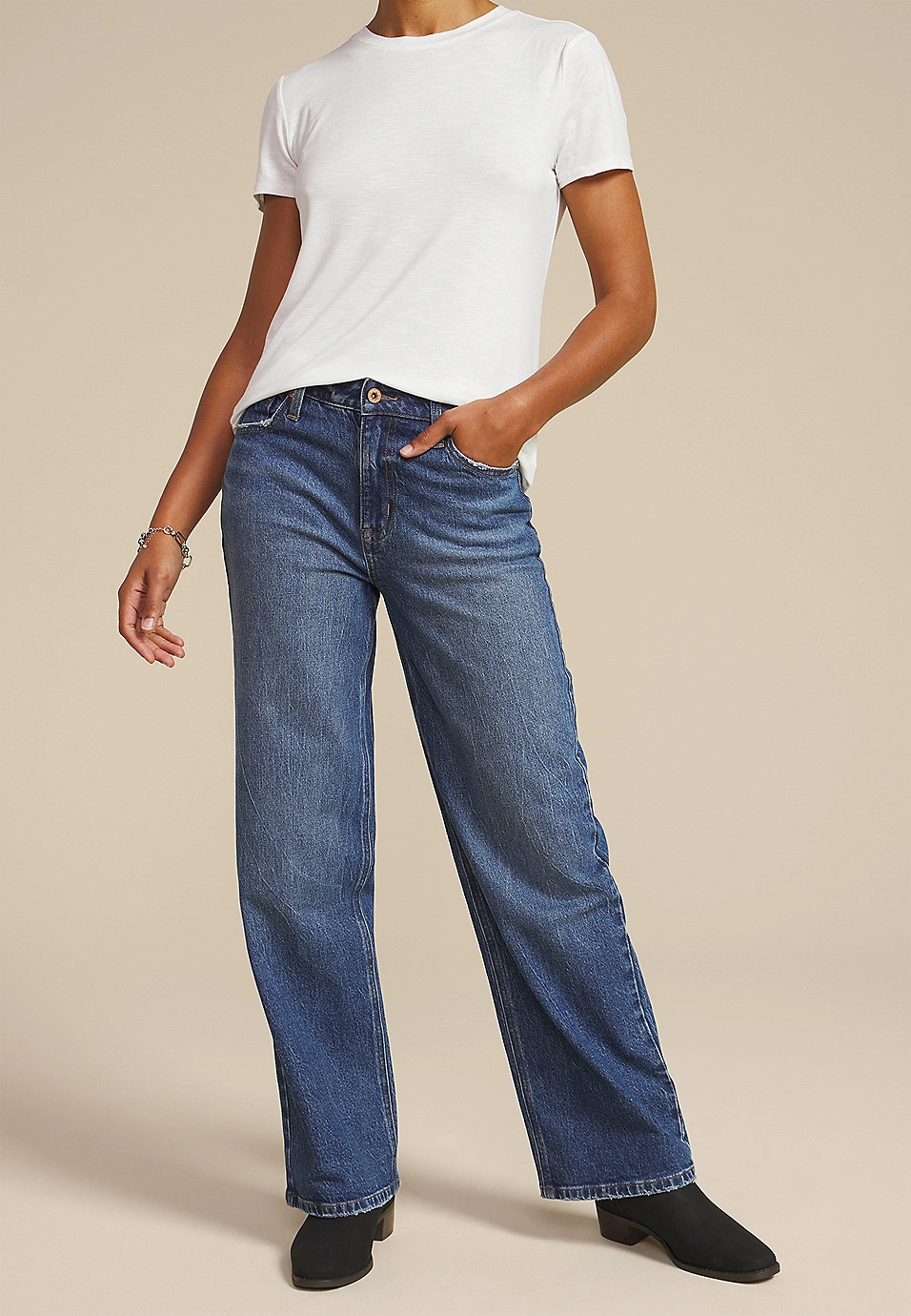 edgely™ Dark High Rise Wide Leg Jean | Maurices
