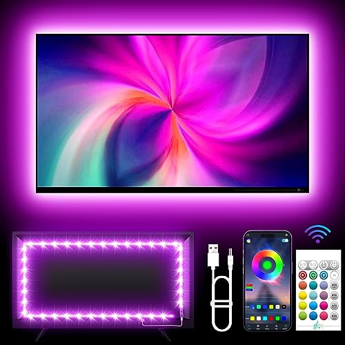 KANTUTOE TV Backlights, 13.1FT LED Lights for 32-65 Inch TV, RGB TV LED Lights Behind, Music Sync Bluetooth APP and Remote Control TV LED Strip Lights USB Powered for Gaming/Bedroom | Amazon (US)