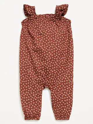 Printed Sleeveless Textured Ruffle-Trim Jumpsuit for Baby | Old Navy (US)