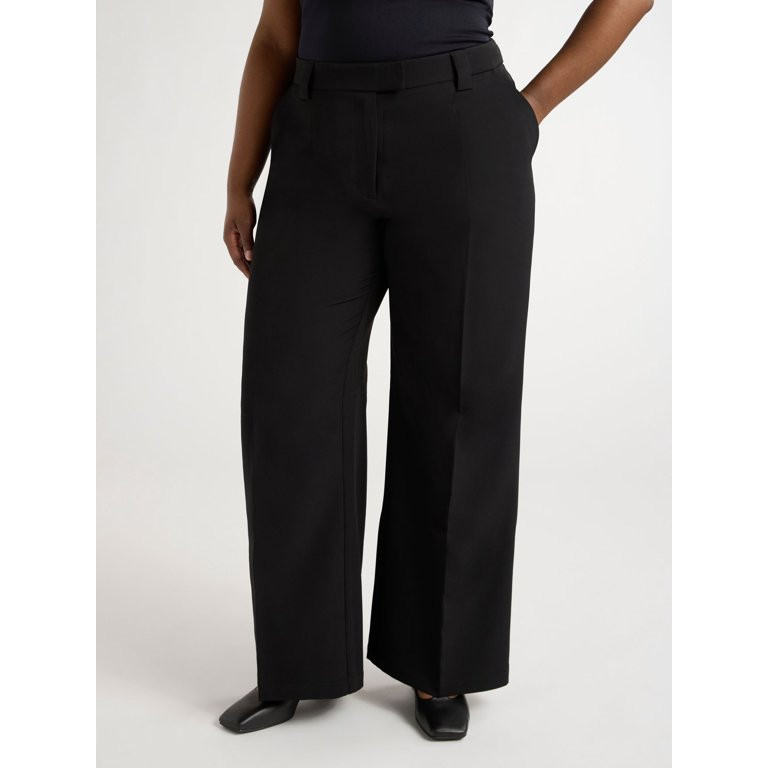 Scoop Women’s Plus Ultimate Crepe Wide Leg Trousers, 32" Inseam, Sizes 14W-28W | Walmart (US)