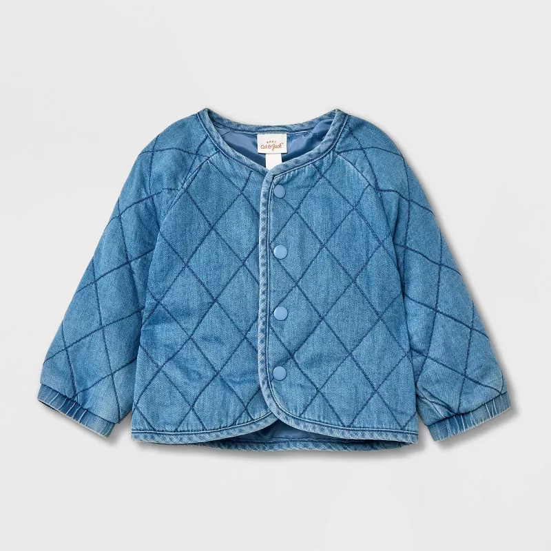 Baby Girls' Diamond Quilted Denim Jacket - Cat & Jack; Light Blue | Target
