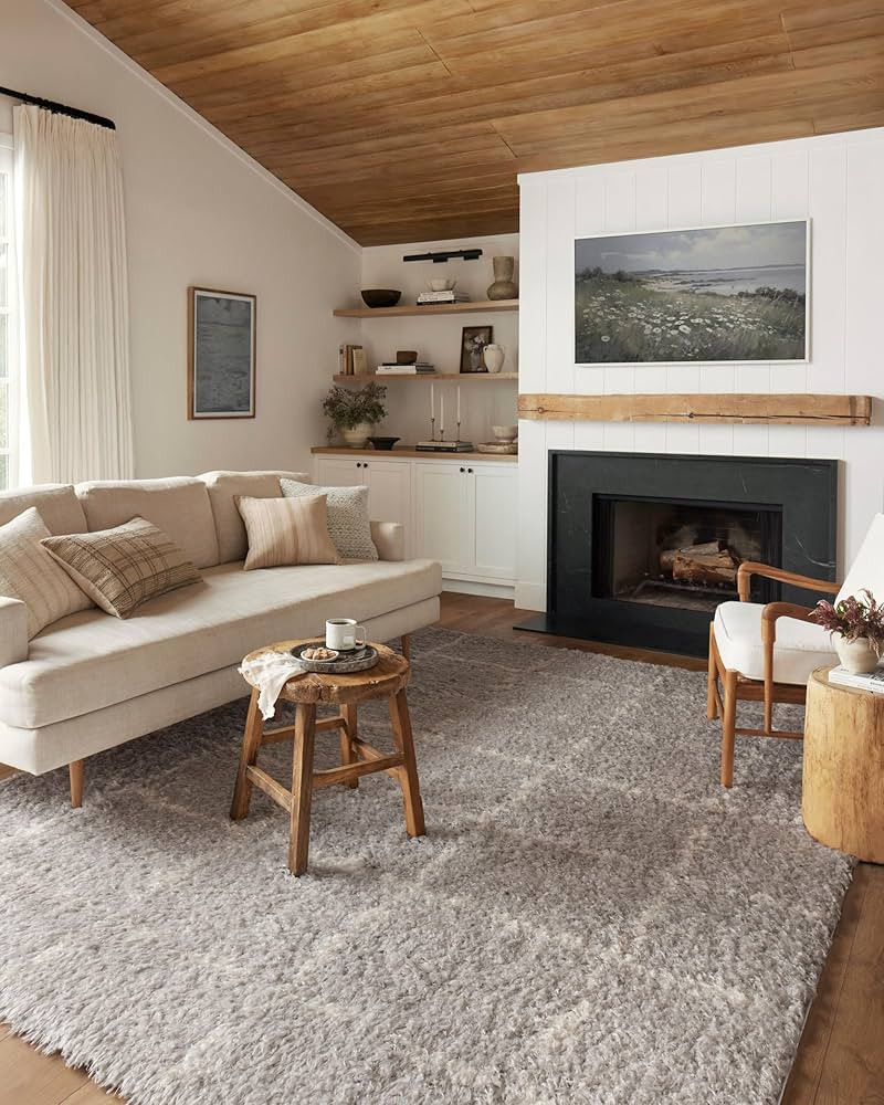 Loloi Angela Rose x Amira Collection AMI-04 Silver/Ivory 6'-7" x 9'-6" Area Rug | Amazon (US)