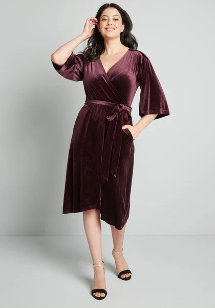 Wrapped In Elegance Velvet Midi Dress | ModCloth