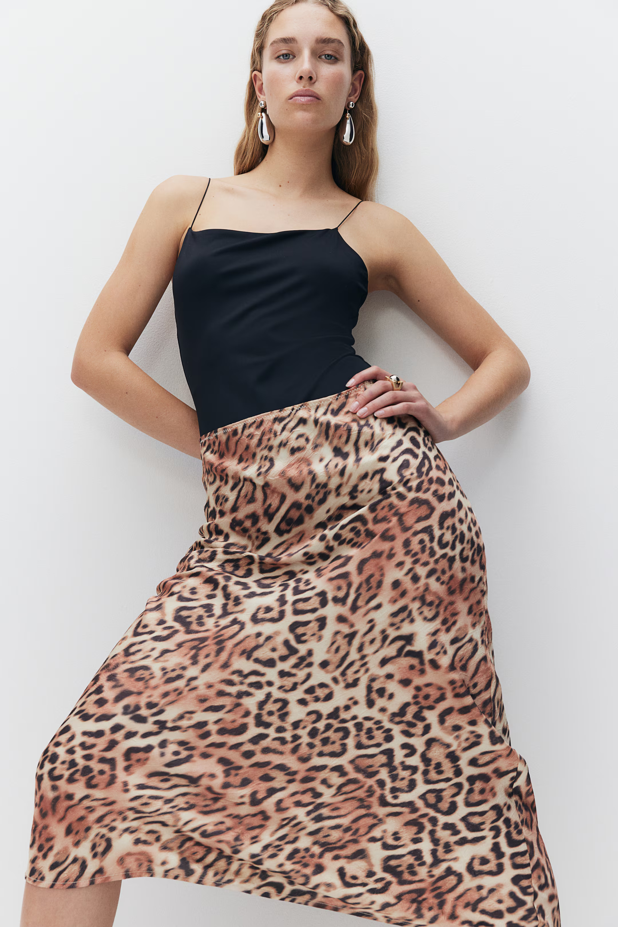 Crinkled Satin Maxi Skirt | H&M (US + CA)