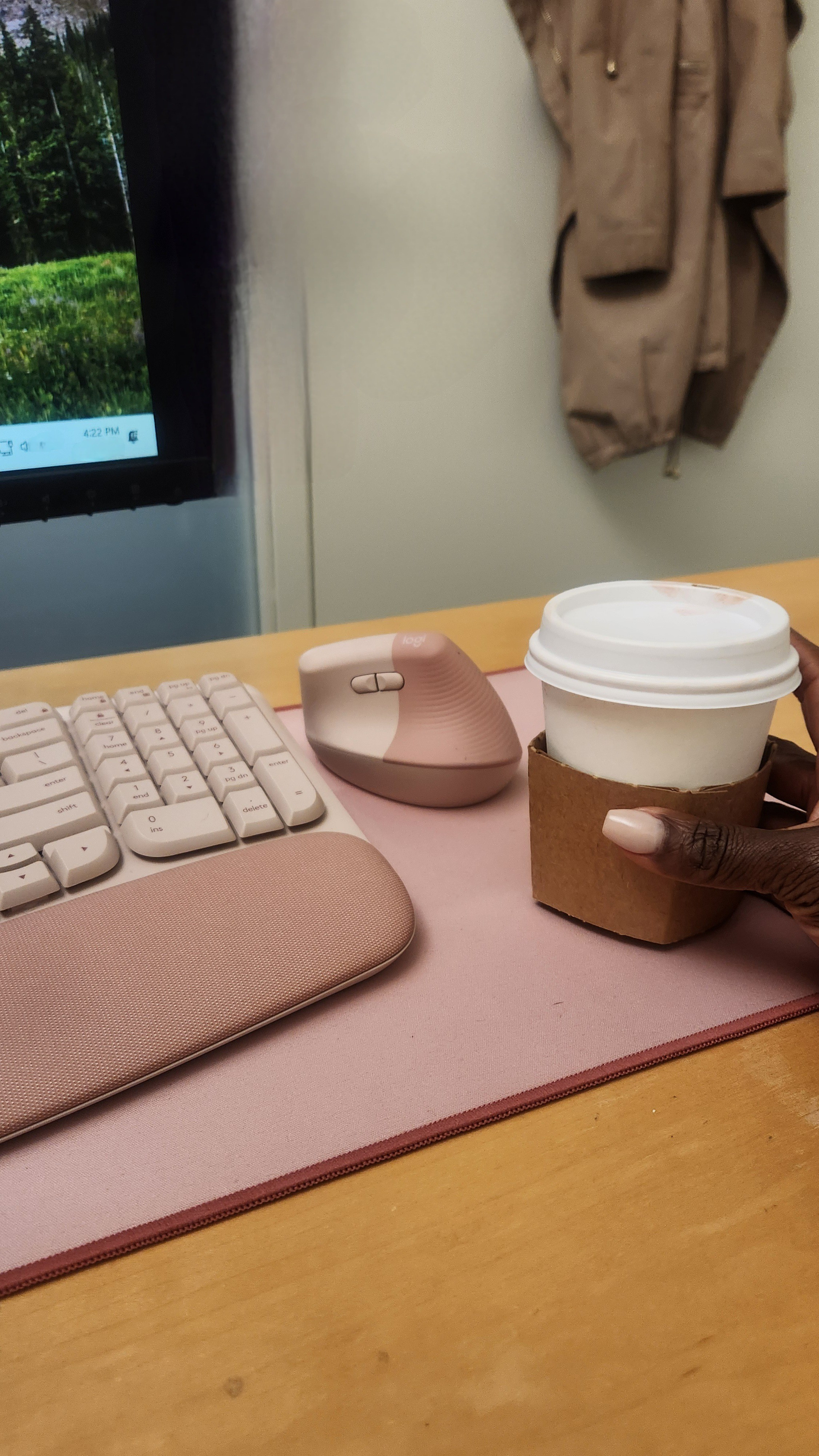 Office setup with Logitechergonomic wireless mouse, keyboard and desk pad in colour rose

#LTKWorkwear #LTKdayinmylife #LTKSaleAlert