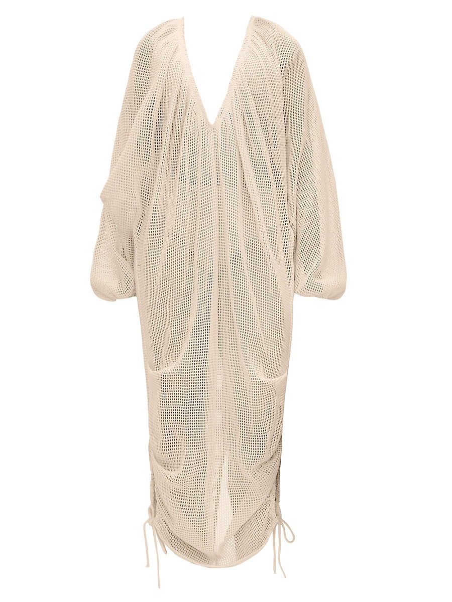 Women's Meta Cotton Mesh V-Neck Maxi Cover-Up - Bone - Size Large | Saks Fifth Avenue