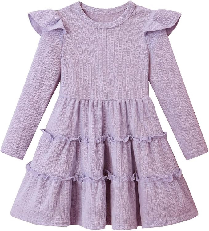 Toddler Girl Dress Baby Ruffle Long Sleeve Casual Pleated Fall Dresses | Amazon (US)