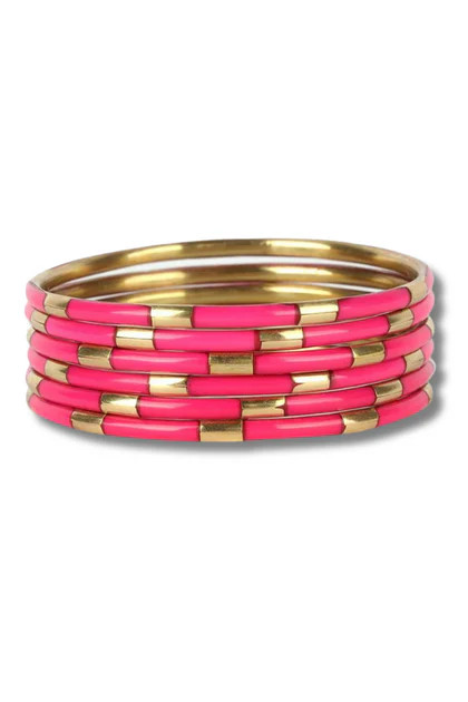 BudhaGirl Veda Pink Bangle Bracelets Set of 6 | The Willow Tree