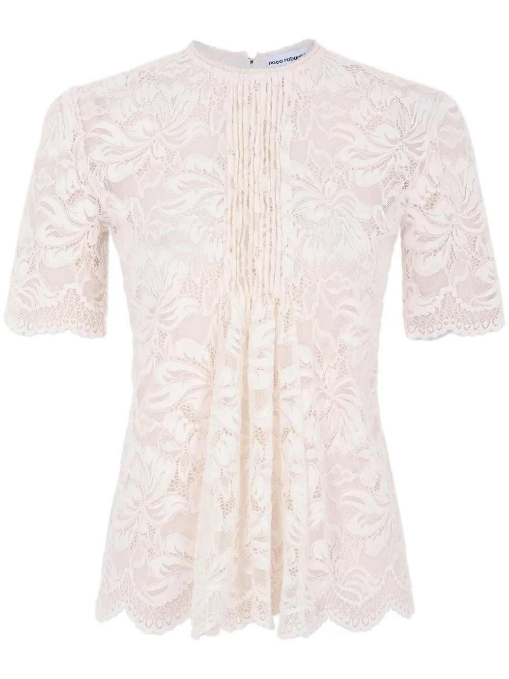 Rabanne lace-detail T-shirt - Farfetch | Farfetch Global