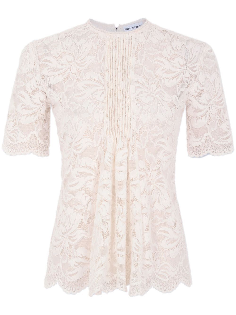 The DetailsRabannelace-detail T-shirtCut from intricate lace detailing, Rabanne's stretch T-shirt... | Farfetch Global