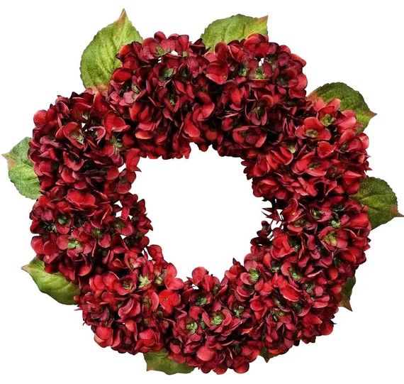 24 Vintage Red Hydrangea Wreath | Etsy | Etsy (US)