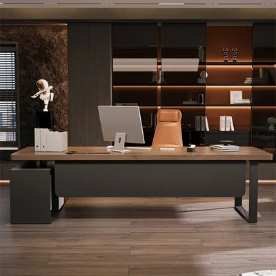 Black L-Shaped Solid Wood with 3 drawers desk | Wayfair North America