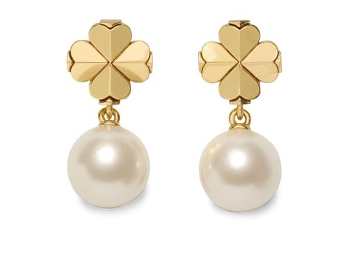 Kate Spade New York Pearl Drop Earrings, White Gold, Spade Flower Design, Cubic Zirconia and Freshwater Pearl, Dangle Style | Amazon (US)