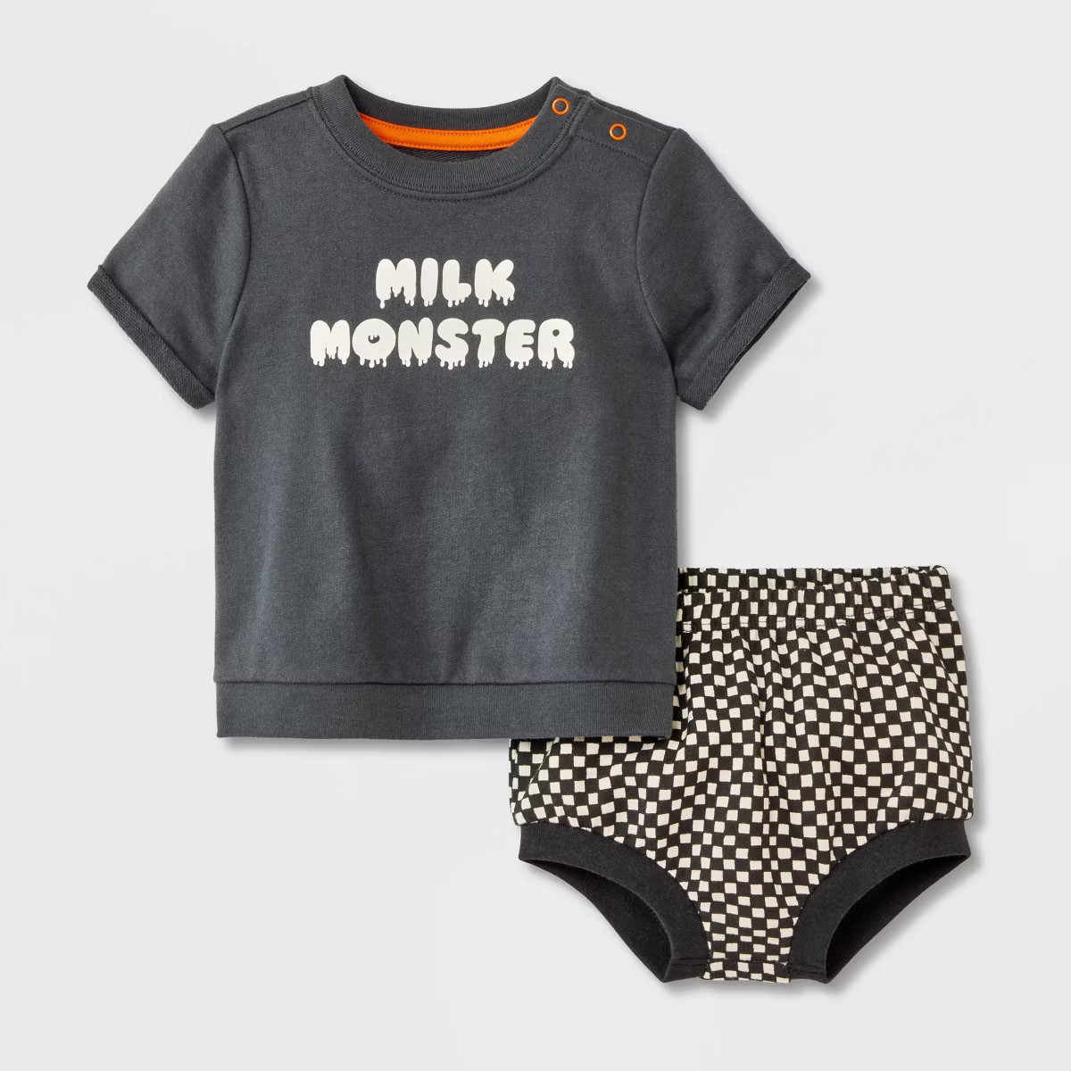 Baby Halloween Checkered Milk Monster T-Shirt & Bloomer Set - Cat & Jack™ Black | Target