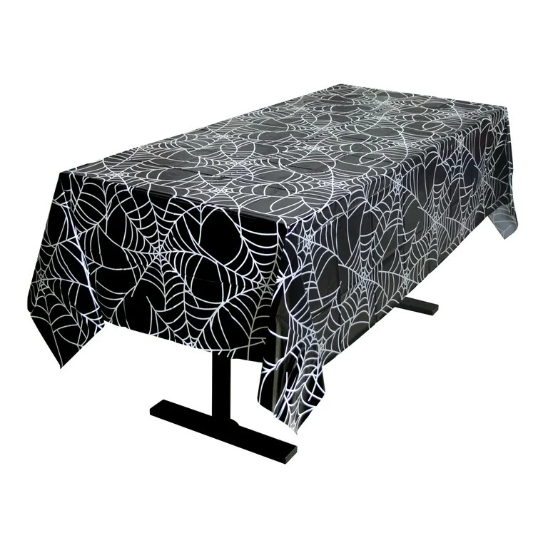 Halloween Black and White Web Plastic Tablecloth, 54 x 84 in, by Way To Celebrate | Walmart (US)