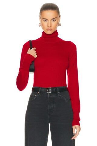GRLFRND Merino Wool Turtleneck Sweater in Red | FWRD 