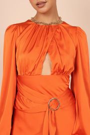 Sanderson Long Sleeve Wrap Maxi Dress - Orange | Petal & Pup (US)