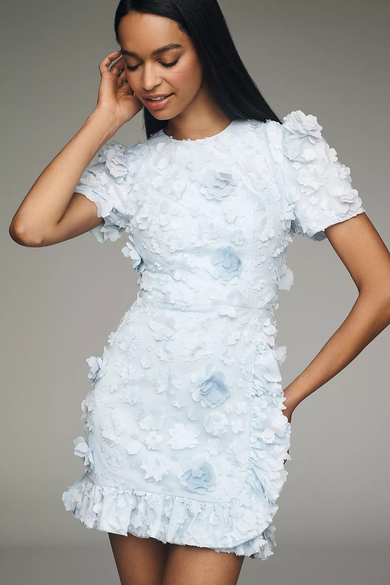 Dress The Population Brittany 3D Floral Mini Dress | Anthropologie (US)