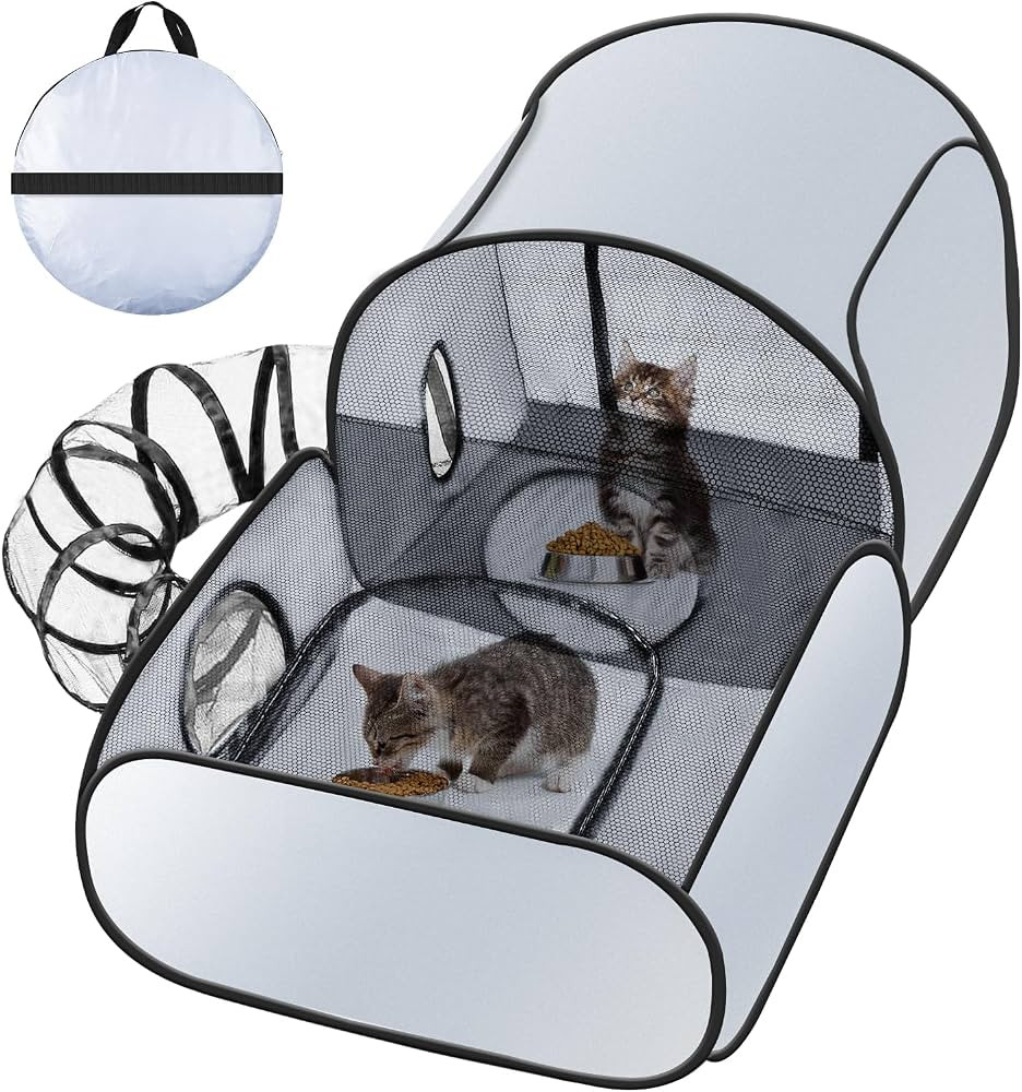 Portable Cat Playpen with Surround Tunnel, Dog Playpen with Breathable Soft Sides, Foldable Pet T... | Amazon (US)