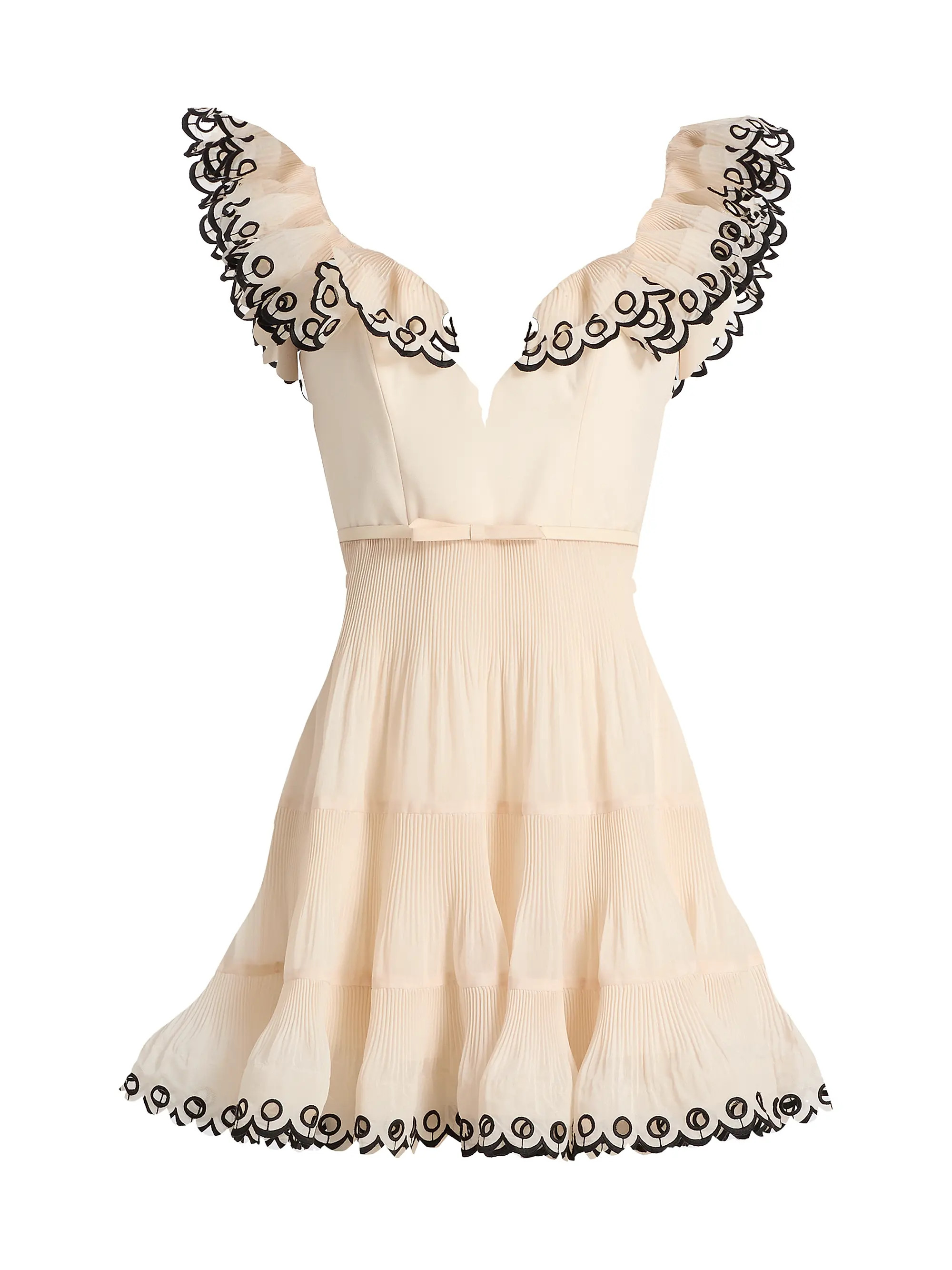 Embroidered Frilled Minidress | Saks Fifth Avenue