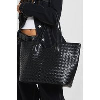 boohoo Women's Woven Large Tote Bag in Black | boohoo (US & Canada)