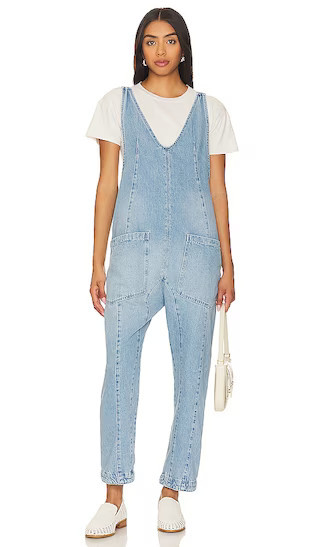 Free People x We The Free High Roller Jumpsuit in Denim-Light. - size M | Revolve Clothing (Global)
